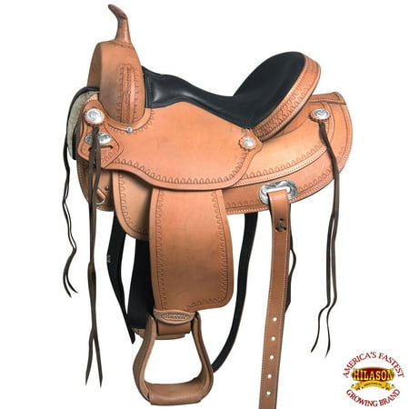 Leather Jumping Saddle - 16'' HILASON FLEX-TREE TRAIL PLEASURE ENDURANCE WESTERN LEATHER SADDLE