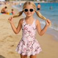 thumbnail image 3 of DISNIMO Flower Butterfly Printed Girls Swimsuit Sleeveless U Neck Bathing Suit with Skirt Hawaiian Summer Swimwear Comfortable Breathable Swim Dress 6-7 Years, 3 of 8
