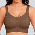 thumbnail image 2 of Wang6 Womens Front Zipper Wireless Sports Bras Seamless Plus Size Padded Workout Bras Full Coverage Running Yoga Gym Bralettes T Shirt Bra Coffee M, 2 of 5