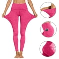 thumbnail image 6 of VV AVEORS High Waisted Yoga Pants For Women Stretchy Tummy Control Leggings Quick Dry Soft Gym Workout Running Pant With Pocket Hot Pink XL, 6 of 6