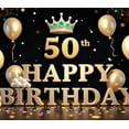 thumbnail image 4 of Yatrandify Golden Theme Happy Birthday Banner Crown Design 50th Celebration Balloon Decorations for Birthday Party Milestone Celebration Indoor Decoration, 4 of 8