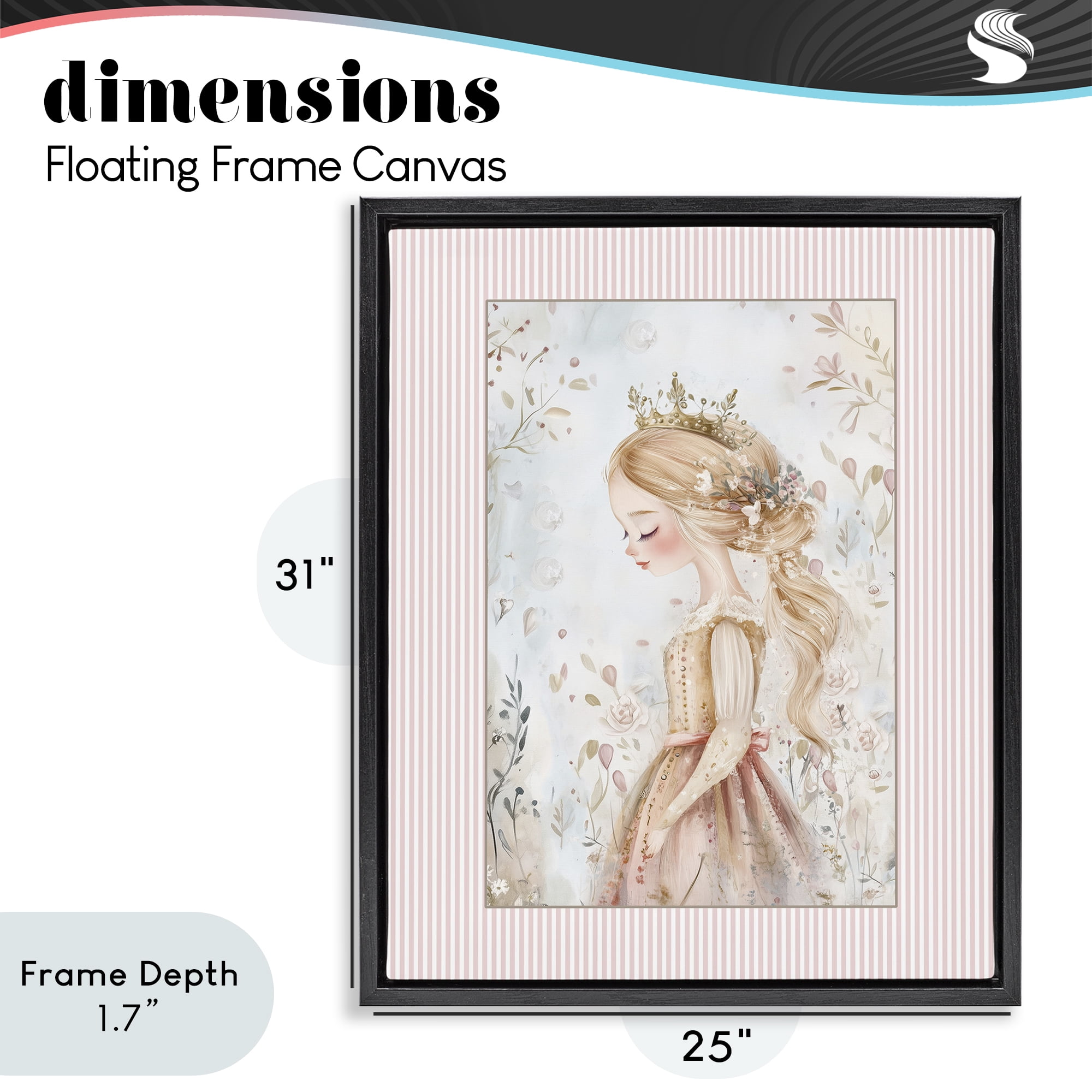 Stupell Industries Enchanted Dreams Princess Black Framed Floater Canvas Wall Art, design by Christine Simpson Art