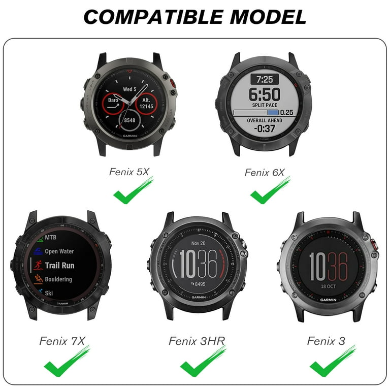 Fintie Band Compatible with Garmin Fenix 5X 5X Plus Fenix 6X 6X Pro Fenix 7X Fenix 3 3 HR 26mm Quickfit Soft Nylon Sport Strap Compatible with Garmin Descent MK1 D2 Delta PX D2 Charlie Walmart