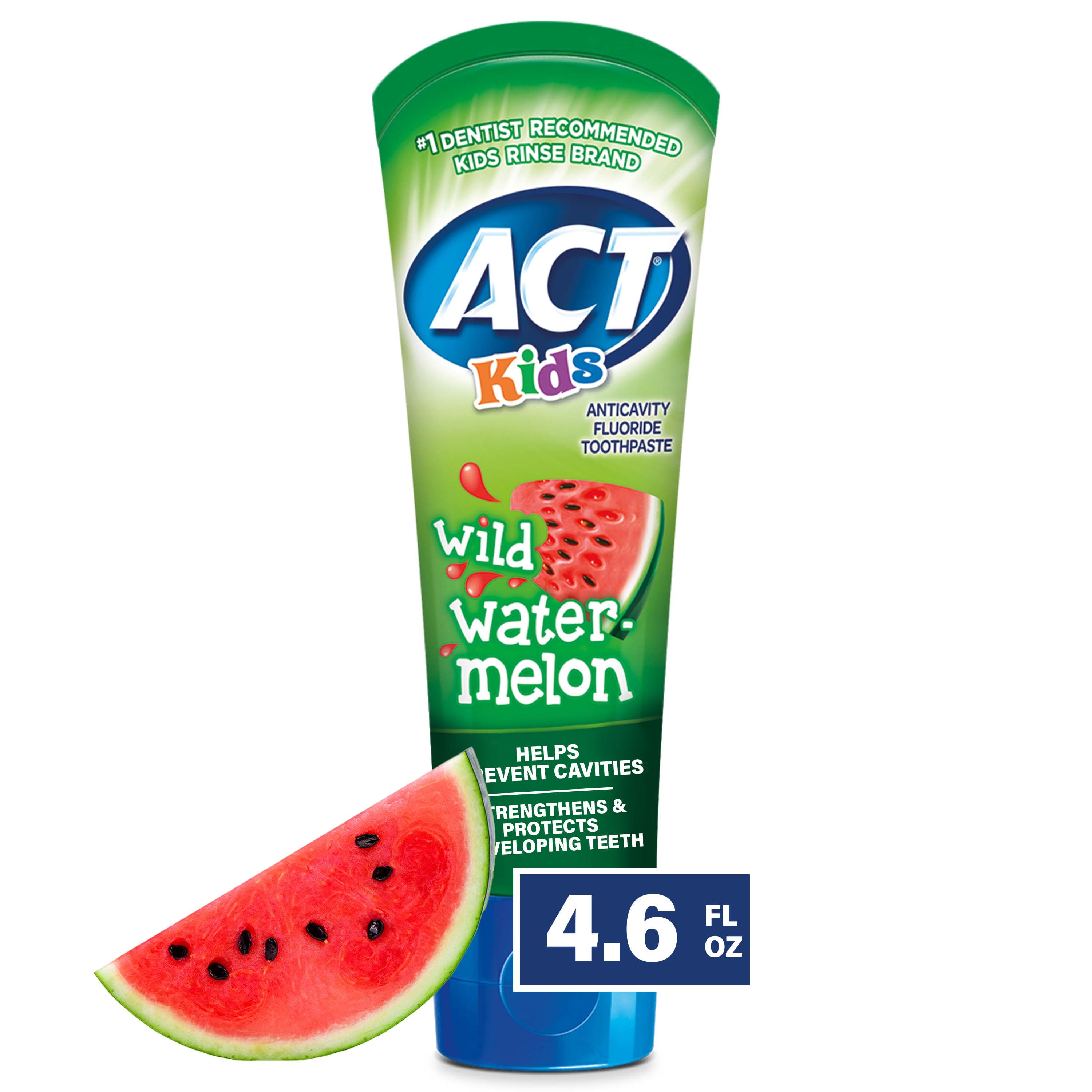 ACT Kids Anticavity Fluoride Toothpaste, Wild Watermelon, 4.6 oz