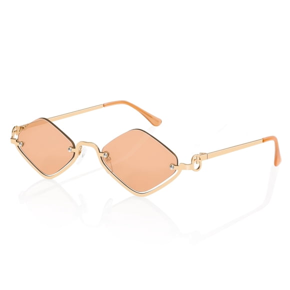 Gafas de Sol TYA Retro Y2k para Mujer Semi-Rimless Doradas UV400