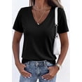 thumbnail image 6 of FreshPretty V Neck T Shirts for Women Summer Tops Spring Short Sleeve Dressy Casual Blouses Basic Tees Fashion Clothing, 6 of 7