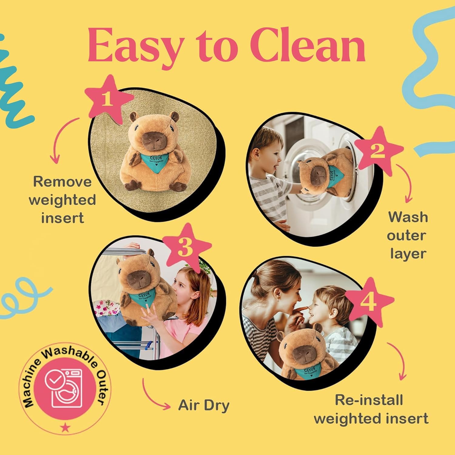 Lilly’s Love 5lb Weighted Stuffed Animal for Anxiety Relief, Clyde-The Capybara, Sensory Plush for Kids & Adults