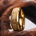 thumbnail image 3 of Tungsten Carbide Couple Rings Gold Sandblasted with Gold Foil Accents, 3 of 7