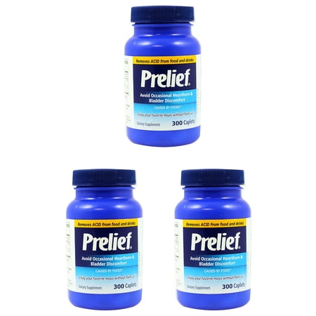 (3 Pack) Prelief Acid Reducer Dietary Supplement Caplets, 300 Count