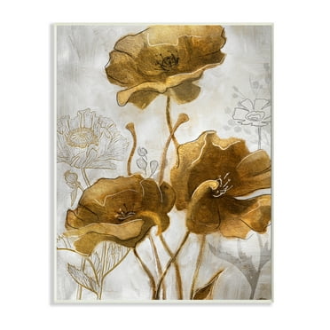 Stupell Industries Silver and Gold Poppies Abstract Flower Field Wall Plaque, 10 x 15, Design by Studio W