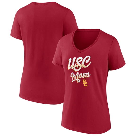 Women's Cardinal USC Trojans Team Mom V-Neck T-Shirt