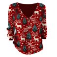 thumbnail image 5 of Chandails d'Automne Grande Taille pour Femmes, Cardigan à Boutons Col en V Imprimé de Noël, Veste Rouge TG, 5 of 5