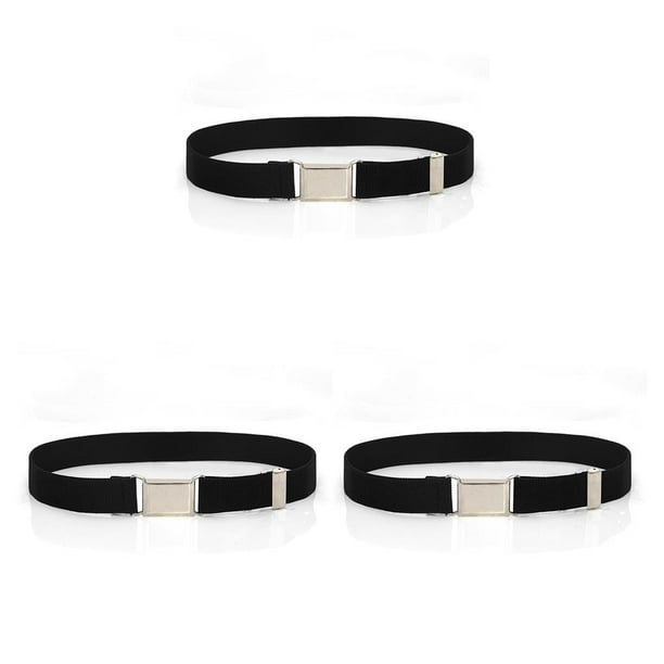 Qarigey Cinturón Easy Hebilla Ajustable Elástico Estiramiento Suministros de armario con tejido fino para niños Niñas , negro Type1 NO1