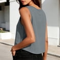 thumbnail image 6 of Lcziwo Women's Cotton Button Down Tank Tops Lightweight Sleeveless Crew Neck Shirts Gauze Solid Casual Loose Blouses Gray,L, 6 of 9