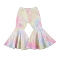 thumbnail image 1 of PENGXIANG Girl‘s Autumn Tie Dye Print Ripped Bell Bottom Pants with Pockets, 1 of 9