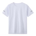 thumbnail image 4 of Zpanxa Boys Athletic Shirts Solid Color Round Neck Short Sleeve Sports Top Comfortable Running Tee With Polyester 7-8 Years, 4 of 7