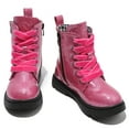 thumbnail image 6 of DADAWEN Boys Girls Ankle Boots Combat Boots Waterproof Boots with Side Zipper Shimmery Pink 2 Little Kid, 6 of 8