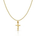 thumbnail image 1 of 14K Yellow Solid Gold Crucifix Charm Pendant with 0.9mm Wheat Chain Necklace - 18", 1 of 4