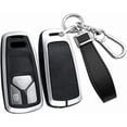 thumbnail image 1 of Key Fob Cover Compatible with Fit for Audi A4 A3 Q3 Q5 Q7 TT TTS RS3 S4 S3 A1 S6 RS4 RS6 Q2L ABS Smart Remote Key Case Keychain Case Holder Protector,Silver Shell-black, 1 of 9