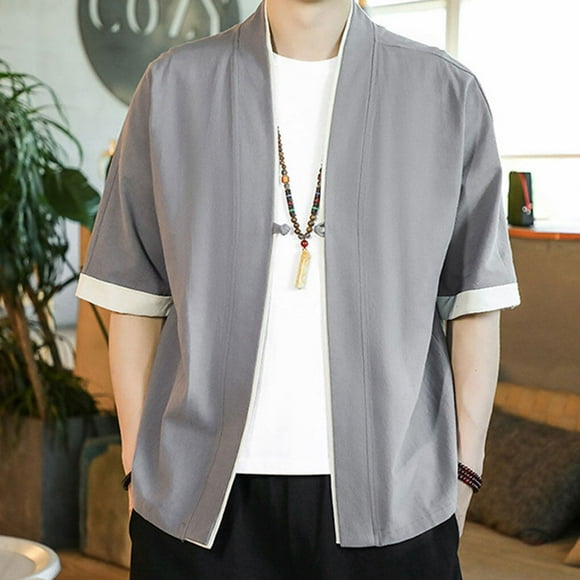 Kimono Cardigan Manteau Vague Homme Vêtements Fins Haori Traditionnel Chinois Exquis Tenue d'Été Polyvalente Design Ample Costume Japonais m
