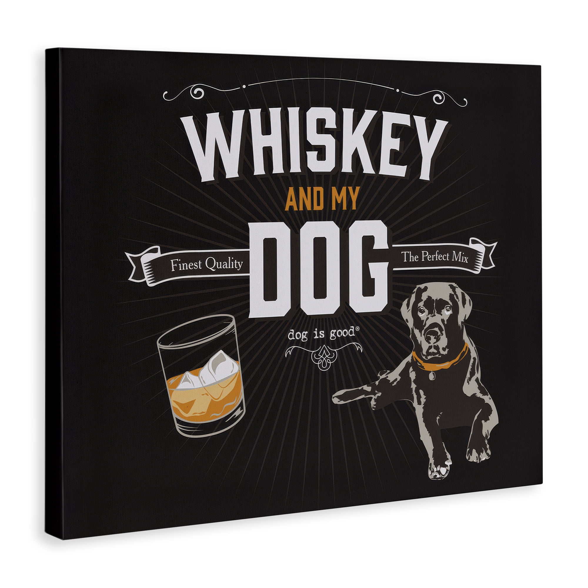 Stupell Industries Whiskey & My Dog Animals Painting Wrapped Canvas Art Print Wall Art, 40 x 30