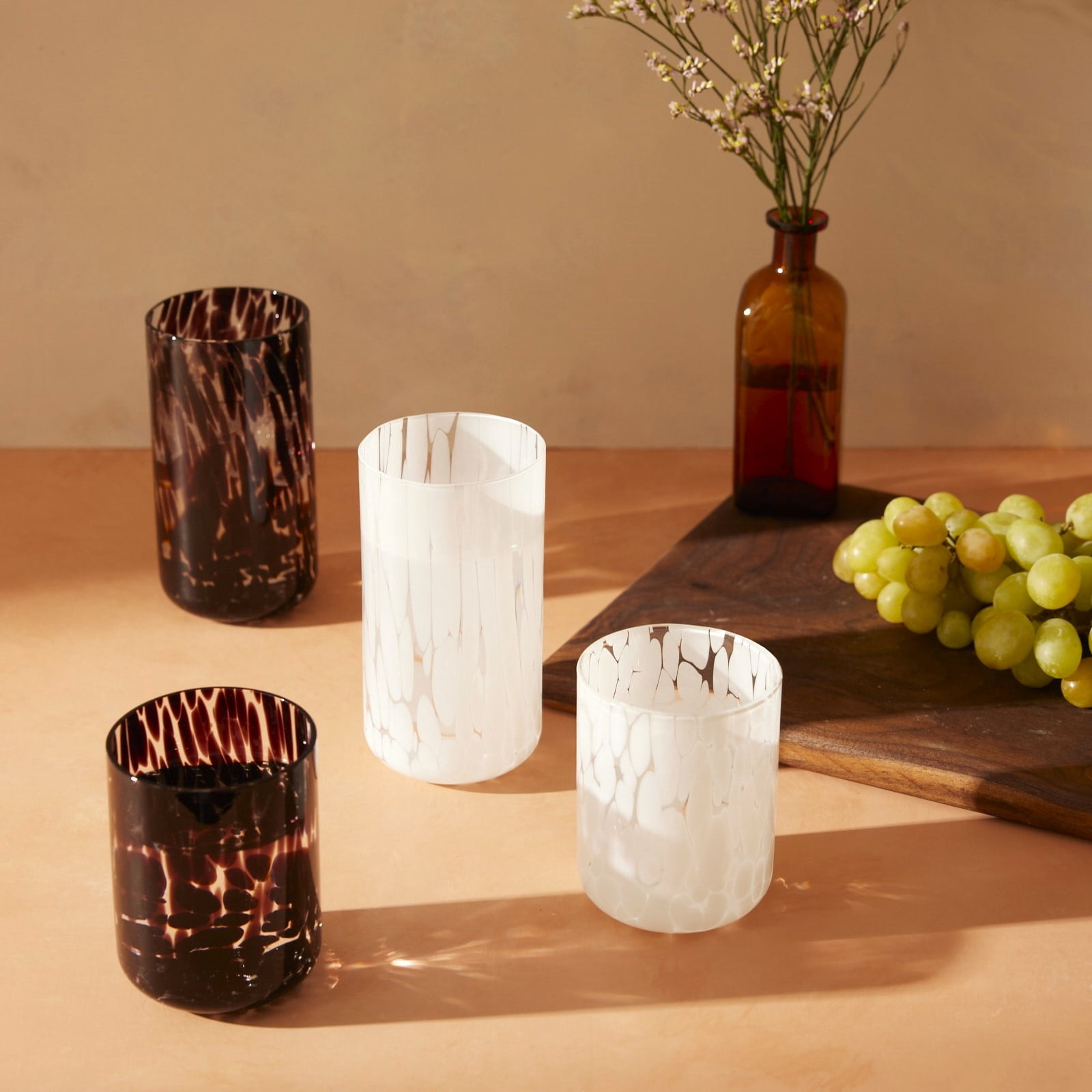 Thyme & Table 6-Piece 20oz Glass Set, Black Dot
