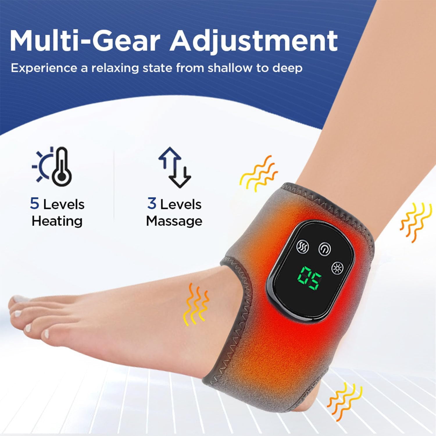YEPOLERCE 3 in 1 Foot Massager, with 3 Vibration Mode, Heated Ankle Wrap, 5 Heat Leavel for Achilles Tendinitis and Plantar Fasciitis