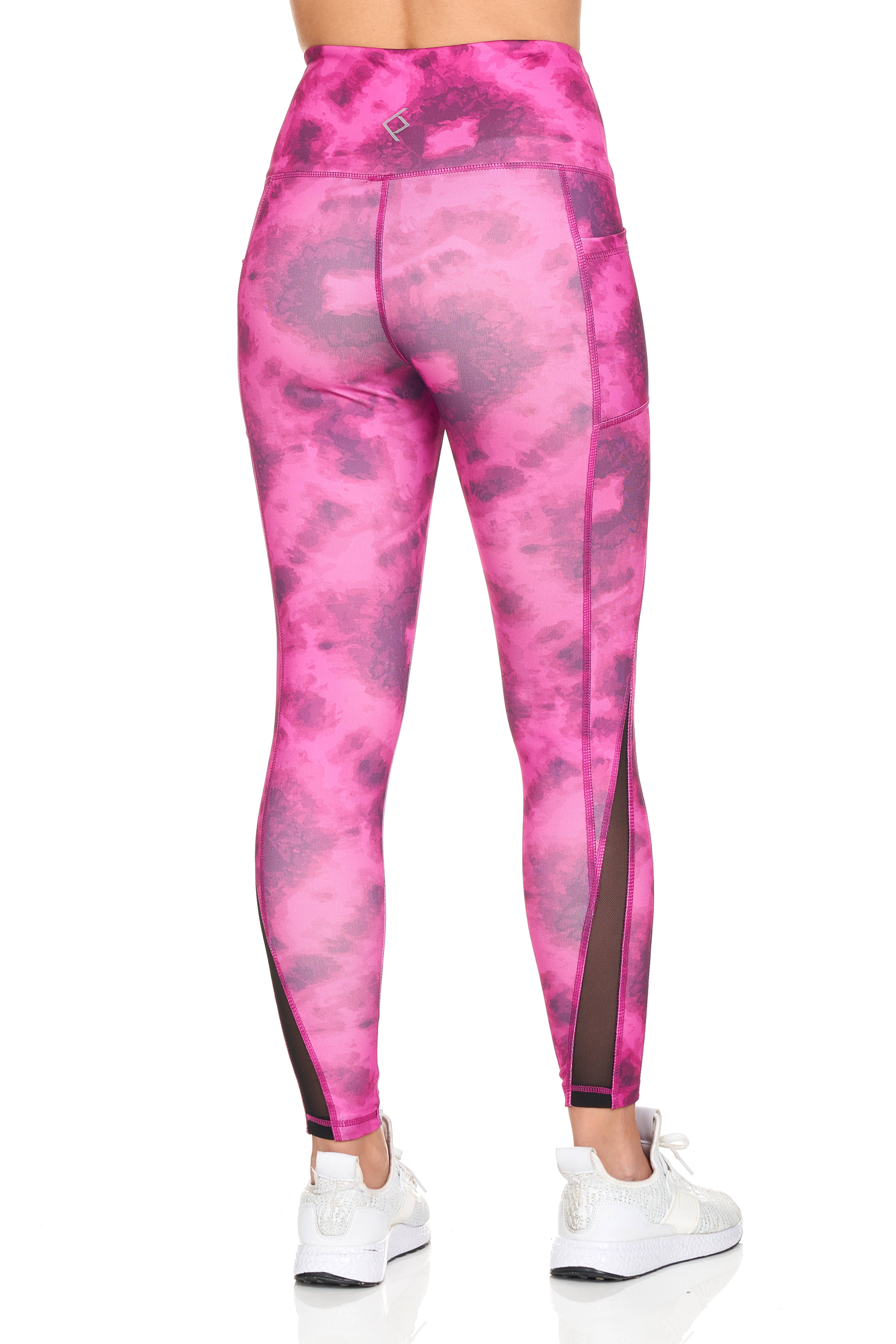 BSP Women's Tie-Dye Full Length Leggings With Mesh & Pockets
