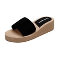 thumbnail image 5 of Rokment Women's Platform Wedges Dress Slippers for Indoor Outdoor Fashion Casual Beach Chunky Memory Foam High Heels Slip on Slides Sandals Black Size 5.5, 5 of 6
