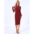 thumbnail image 4 of DARING DIVA Mesh Ruch Elegant Cocktail Bodycon Dress L Dark Red, 4 of 6