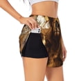 thumbnail image 3 of Lsque Cow With Butterflies Lilies Printed Women's Running Shorts with Liner Pockets,Elastic Quick Dry Workout Athletic Gym Yoga Shorts,Womens High Waist Shorts-Medium, 3 of 9