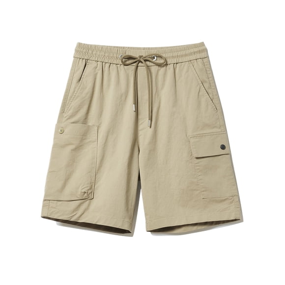 Minnieouse Pantalones cortos de trabajo para hombres con cuerdas decorativas y pantalones casuales para hombre de capas ricas Prendas para la parte inferior del cuerpo Caqui 2XL