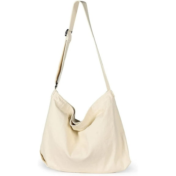 Canvas Hobo Bag, Shoulder Bag Unisex Canvas Crossbody Bag with Zipper and Adjustable Strap Handbag Large Tote Bag