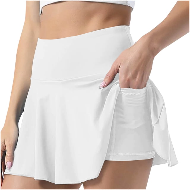 Falda de tenis plisada de verano para mujer Falda deportiva elástica de cintura alta Pompotops qwe14020