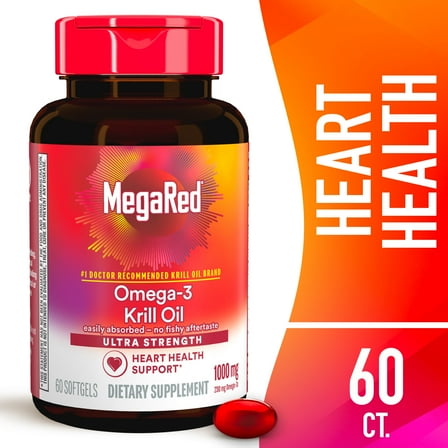 MegaRed 1000mg Ultra Strength Omega-3 Krill Oil,  60 Softgels