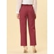 thumbnail image 4 of INSPIRE CHIC Pantalones a cuadros casuales para mujer, bolsillos, pierna recta, trabajo, oficina, pantalones rojo M, 4 of 5