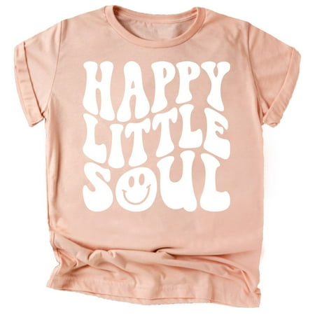 

Olive Loves Apple Happy Little Soul Retro Girls Shirts White on Peach Shirt 3T