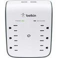 thumbnail image 2 of Belkin BSV602TT SurgePlus 900 J USB Wall Mount Charger with 6 AC Outlets and 2 USB Ports - White/Black, 2 of 4