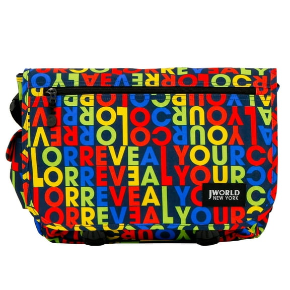 J World Boys And Girls Terry 15" Messenger Bag For School And Travel, Ryc