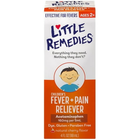 Little Remedies Children's Fever/Pain Reliever, Cherry 4 oz (Pack of 4)