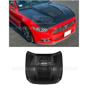 Replacement For 2015-2017 Ford Mustang Models | GT500 Style Aluminum - Primed Black Replacement Front Air Vented Scoop Hood Cover