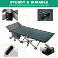 thumbnail image 3 of MOPHOTO XL Folding Camping Cots Adults, Updated Folding Cots Portable, Heavy Duty Sleeping Beds with Carrying Bag (Gray-blue Cot & Blue Pad), 3 of 8