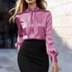 thumbnail image 2 of Tops de Verano de Mujer Casual Cuello Redondo Manga Larga Suéter Color Sólido Blusa Casual, Tops de Verano Largo para las Mujeres, 2 of 6