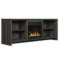 thumbnail image 2 of Twin Star Home TV Stand for TVs up to 65 inches with ClassicFlame Electric Fireplace with Open Shelves, Black Walnut, 2 of 7