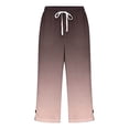 thumbnail image 5 of Ihhxva Women's Cotton Capri Pants Relaxed Fit Side Slit Button Floral Elastic Waist Pockets Straight-Leg Mid Rise Casual Summer S-2XL, 5 of 6