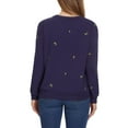 thumbnail image 3 of Gloria Vanderbilt Women's  Floral Embroidered Crewneck Pullover Sweater Top-Blue / 3X, 3 of 5
