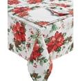 thumbnail image 2 of Bardwil Christmas Watercolor Poinsettia Tablecloth (Green, 60, 2 of 2