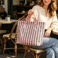 thumbnail image 4 of Bolso tote de PVC a rayas, brillante e impermeable, con asas reforzadas. Bolso de mano grande para playa, compras, viajes y uso diario. Bolso tote resistente y estructurado con asas reforzadas., 4 of 6