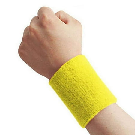 

1Pc Wrist Brace Cotton Wrist Support Sweat Absorbing Towel Sports Sweatband Bracelet Protector for Volleyball Gym Yellow