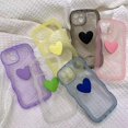 thumbnail image 6 of Purple Heart Phone Case Compatible with iPhone 12 Pro, Cute 3D Love Heart Phone Case, Curly Wave Shape Clear Heart Phone Cover with Round Bracelet for Women Girls, 6 of 6